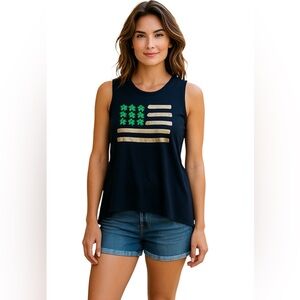 MODERN LUX GRAPHIC SHAMROCK MUSCLE SHIRT Size XXL Black Green Metallic Gold